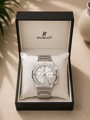 Luxury Silver Stainless Steel Chronograph Watch