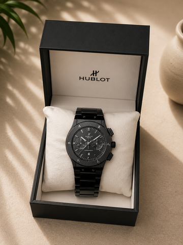 Luxury Black Chronograph Stainless Steel Watch