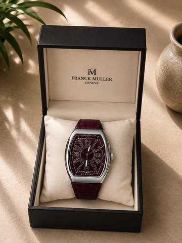 Luxury Burgundy Leather Strap Watch – Elegant Classic Timepiece