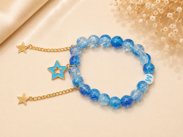 Blue Star Charm Handmade Beaded Bracelet