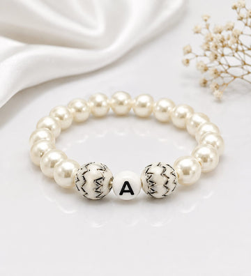 Personalized “A” Pearl Bracelet – Elegant Initial Beaded Bracelet